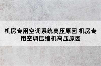 机房专用空调系统高压原因 机房专用空调压缩机高压原因